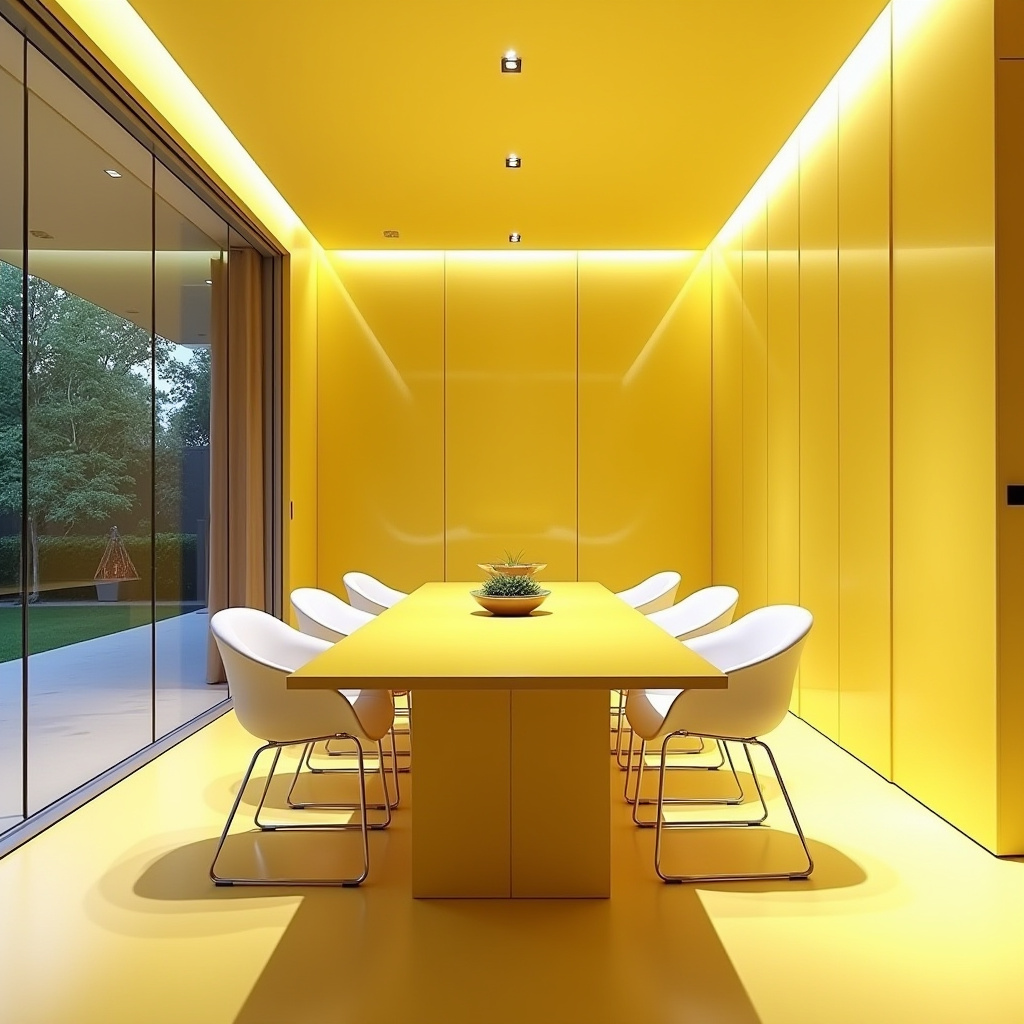 Yellow lacquered dining table