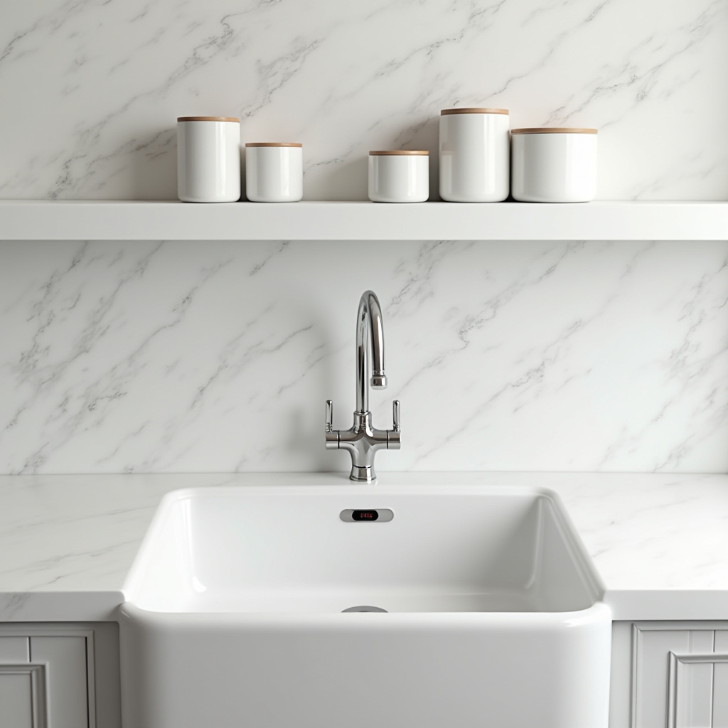 white acrylic floating shelf with minimalist decor