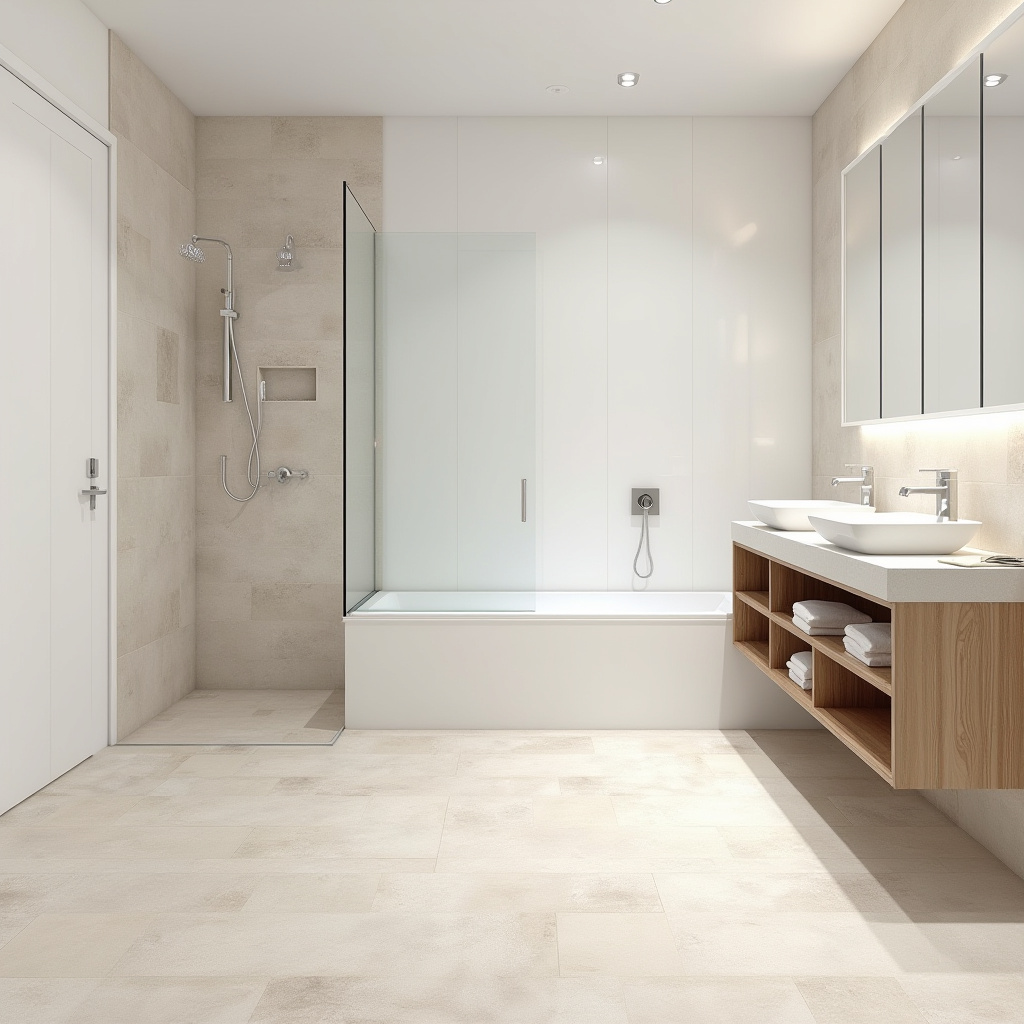 modern bathroom with frameless shower