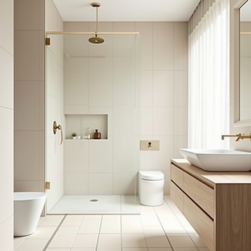 Japanese minimalist bathroom with tatami tiles
