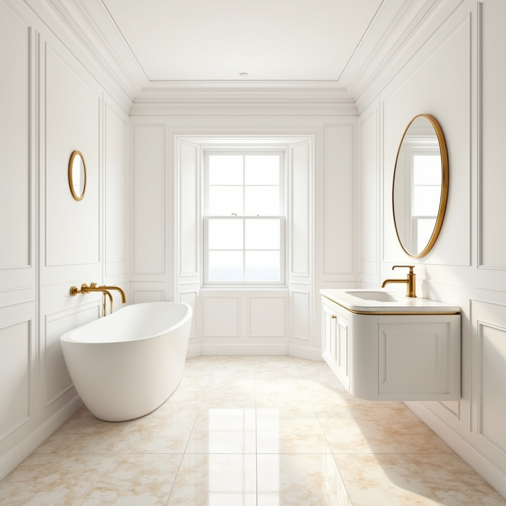 Art Deco bathroom with geometric marble tiles