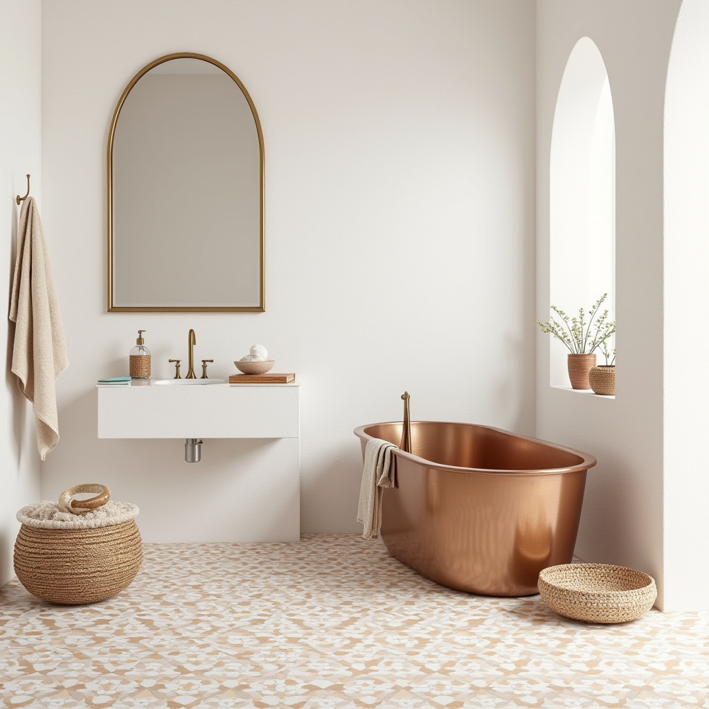 Moroccan style bathroom with intricate tiles