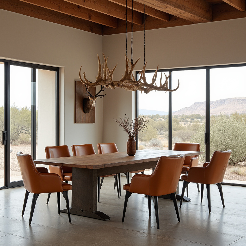 industrial accents in modern western dining room