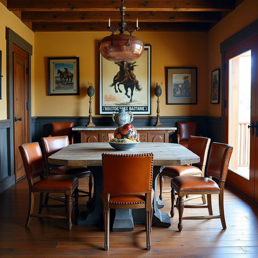 vintage rodeo poster in dining room