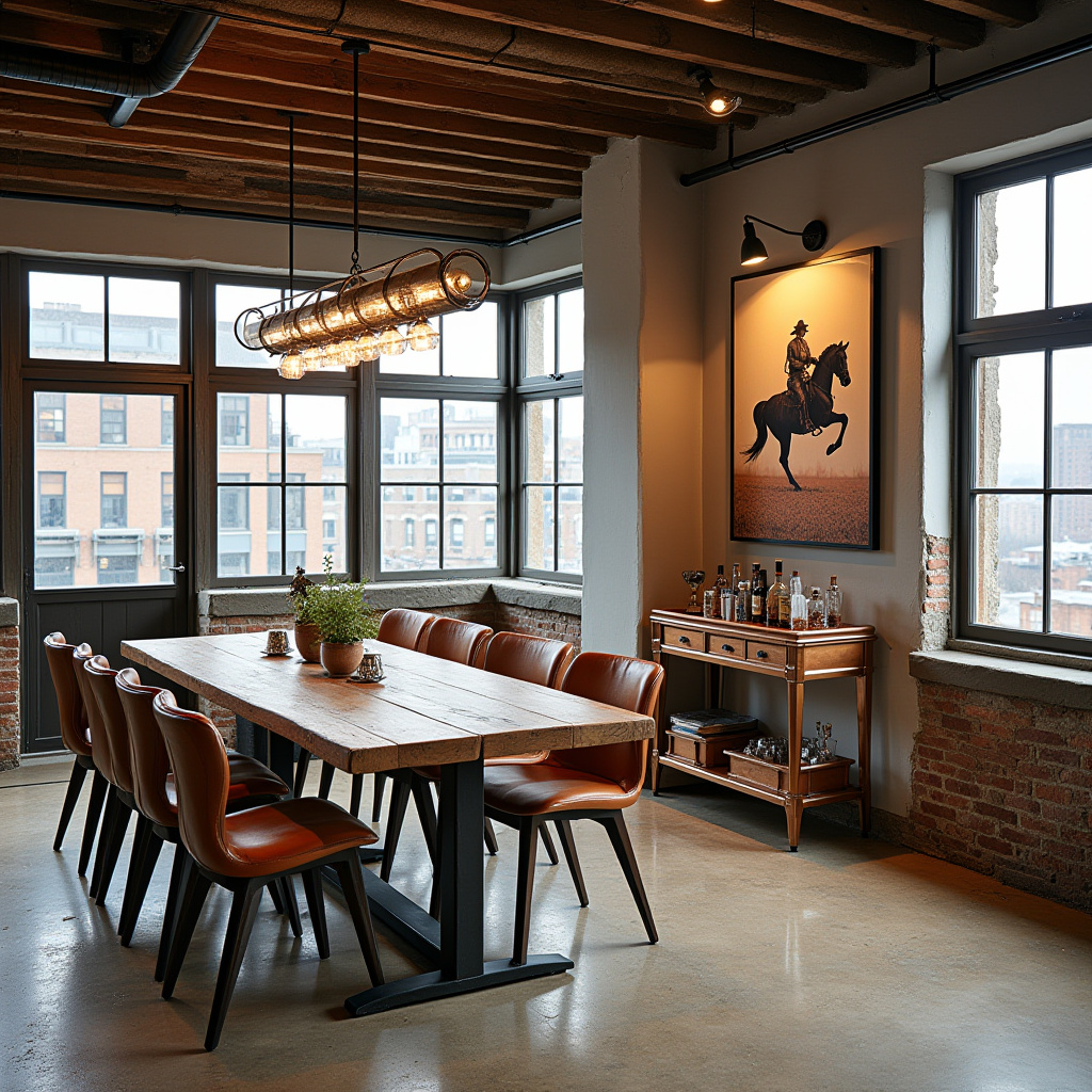 vintage rodeo photography in dining room