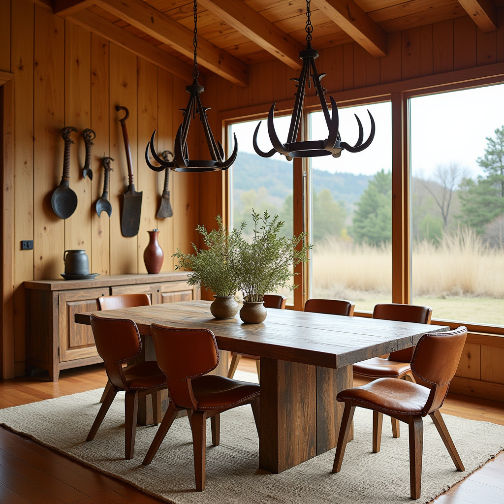 eco-leather chairs in sustainable dining room