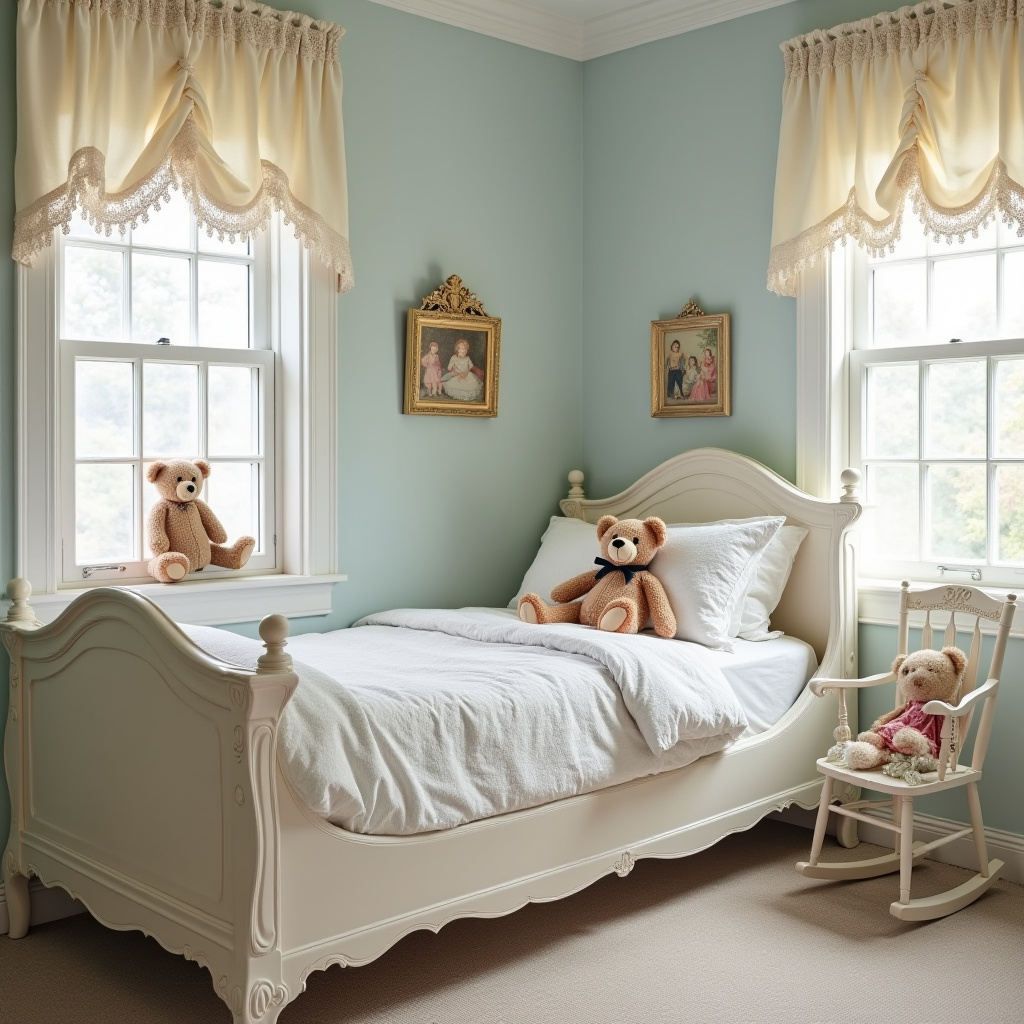 white painted victorian kids room
