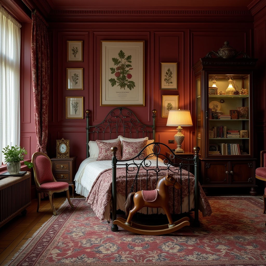 victorian kids room with iron bed