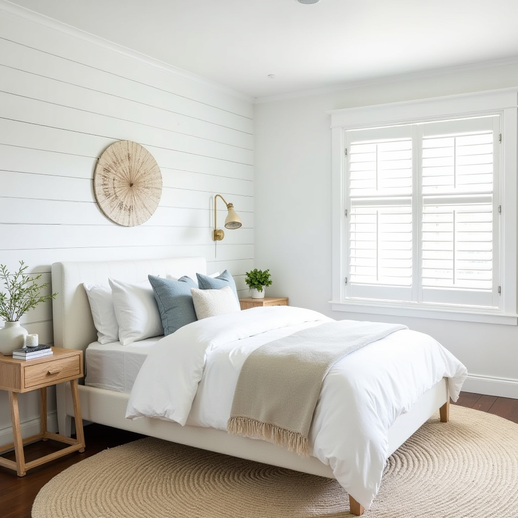 Coastal style small white bedroom