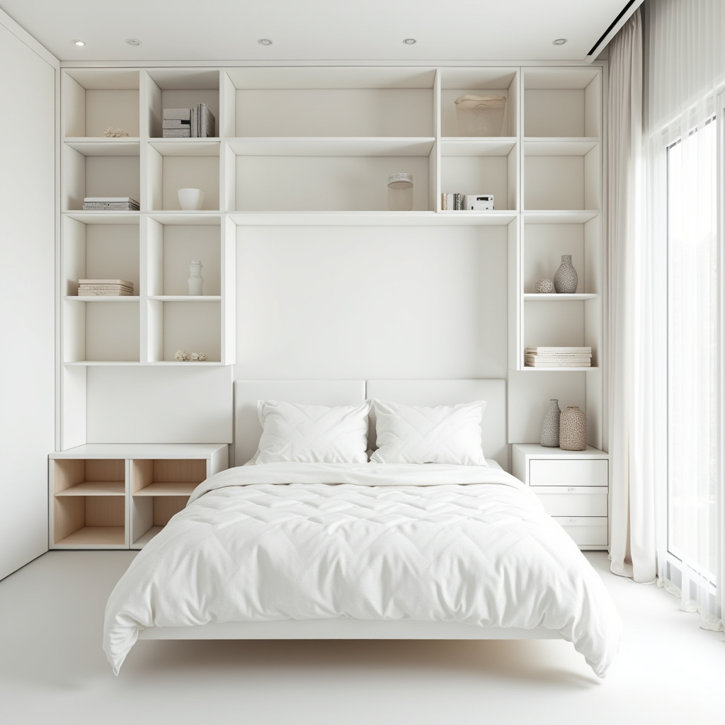 Modular furniture in small white bedroom