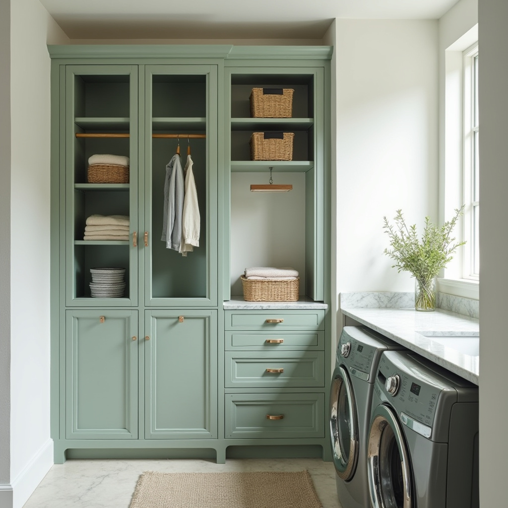 vertical storage in small laundry room