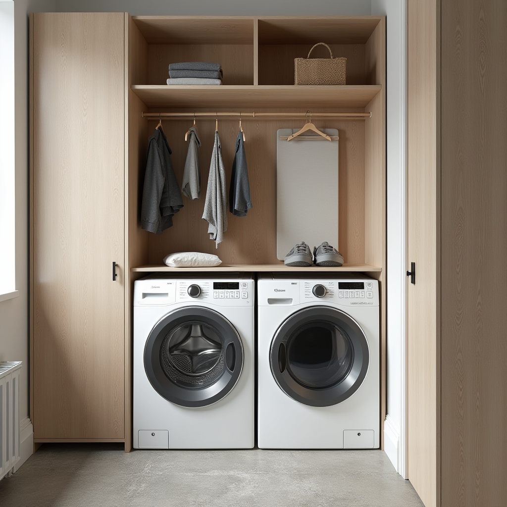 Scandinavian style compact laundry room
