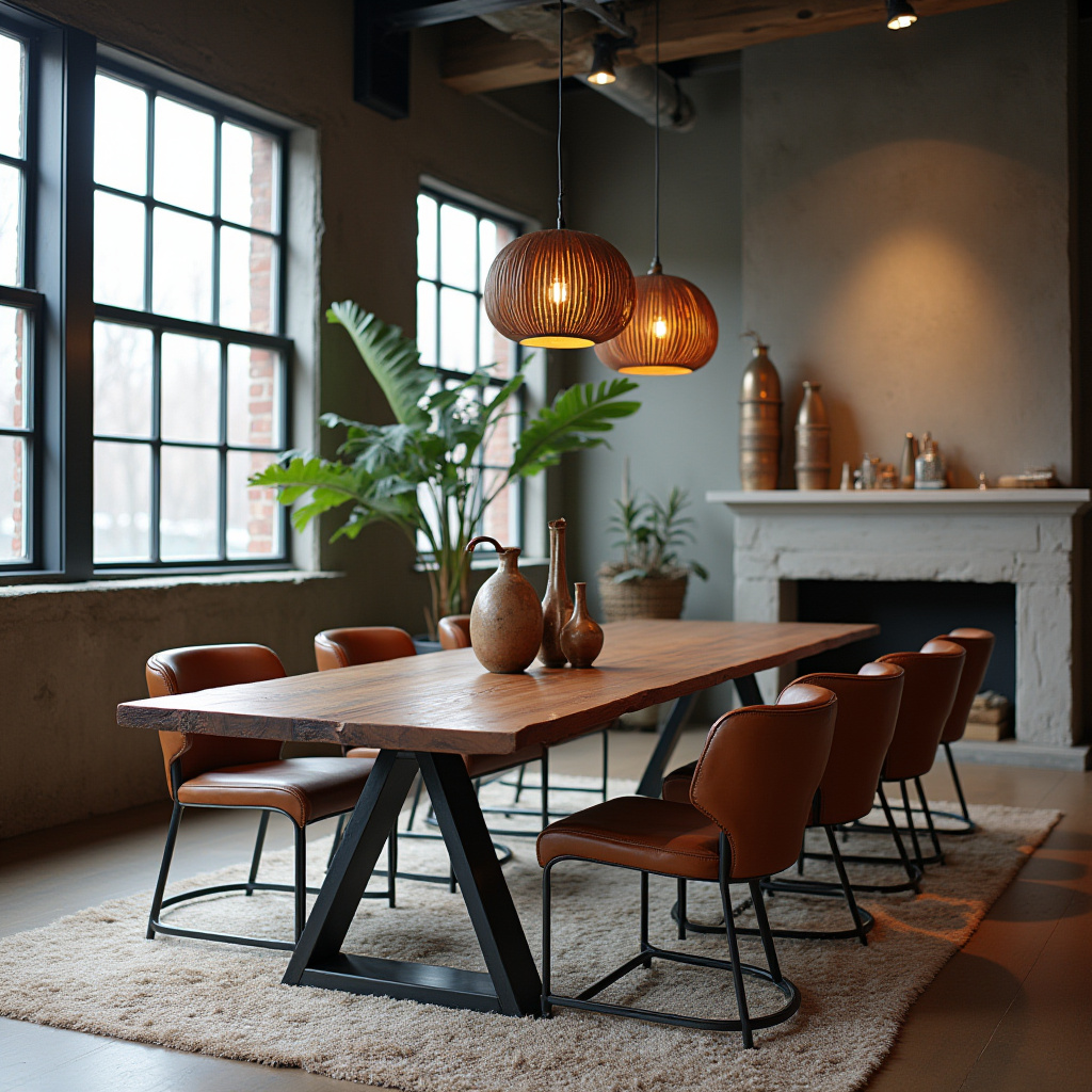 urban loft rustic dining room