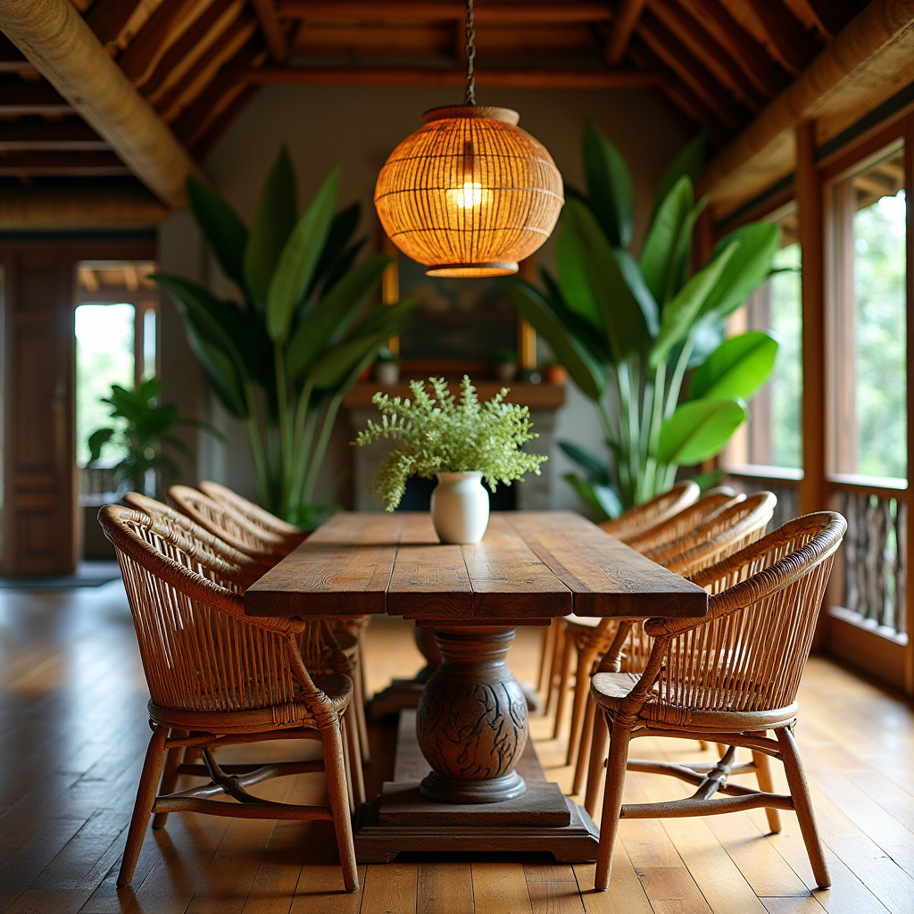 tropical rustic dining room
