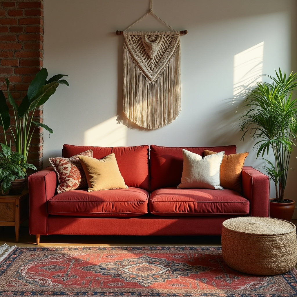 red couch living room 3