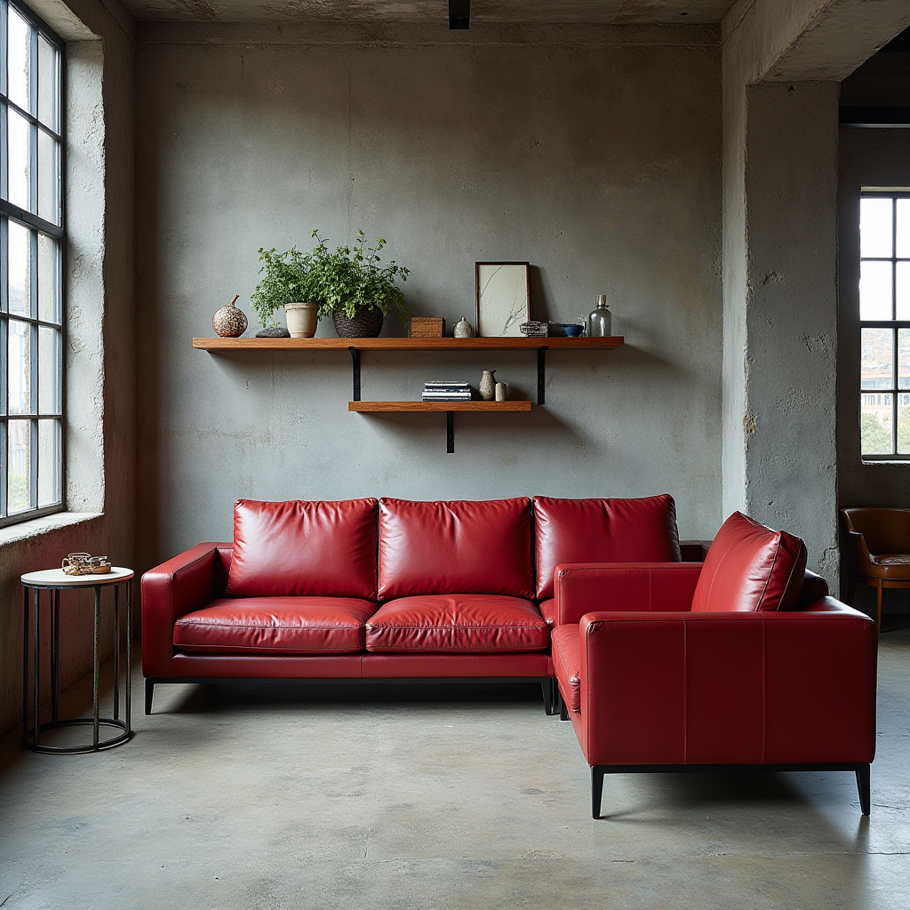 red couch living room 5