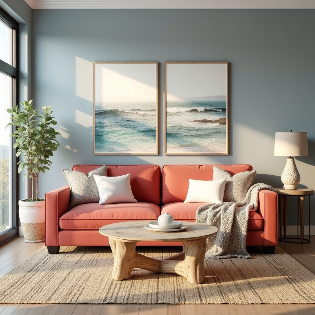 red couch living room 9