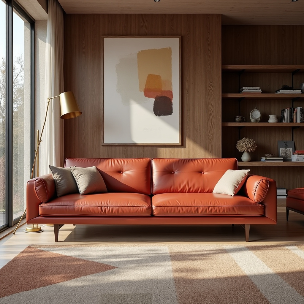 red couch living room 11