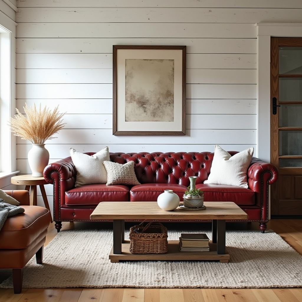 red couch living room 13