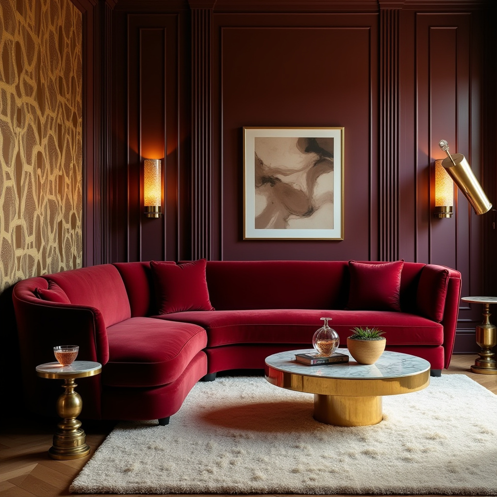 red couch living room 17