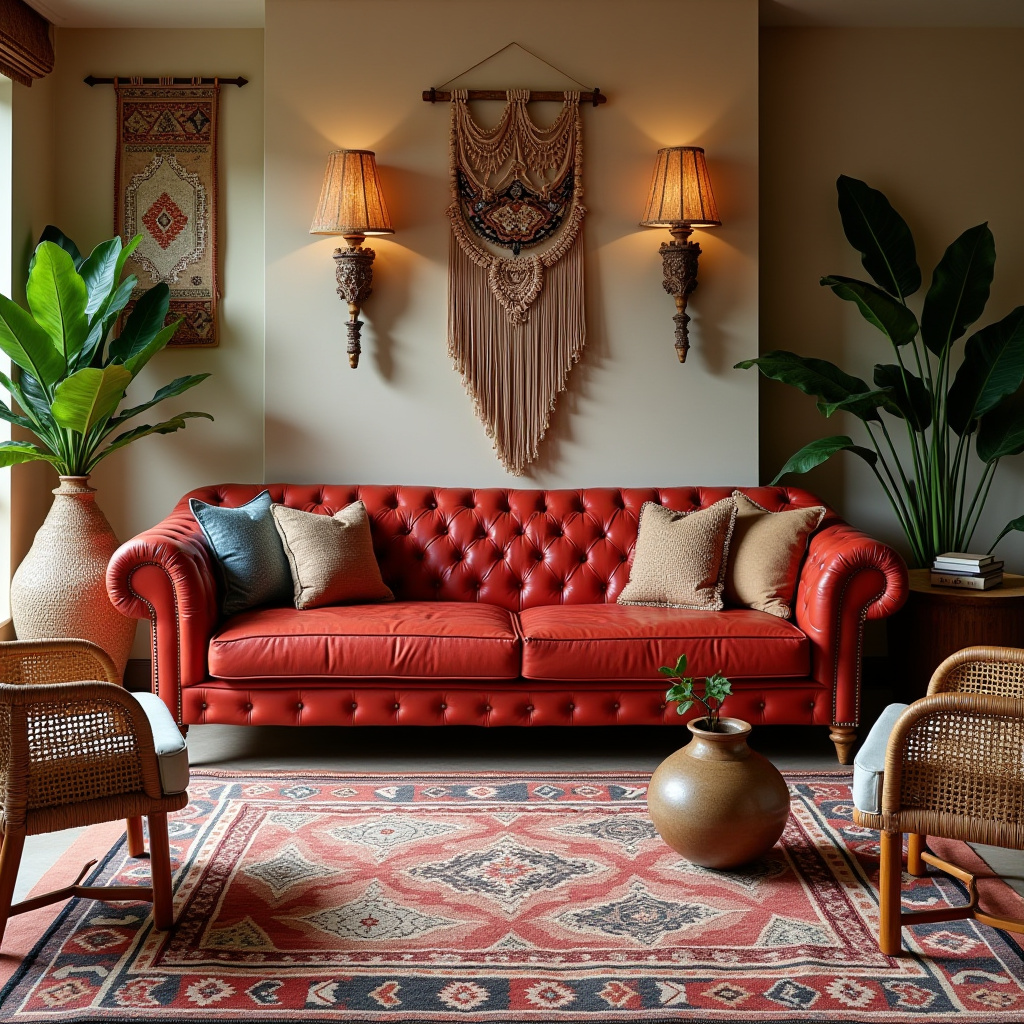 red couch living room 19