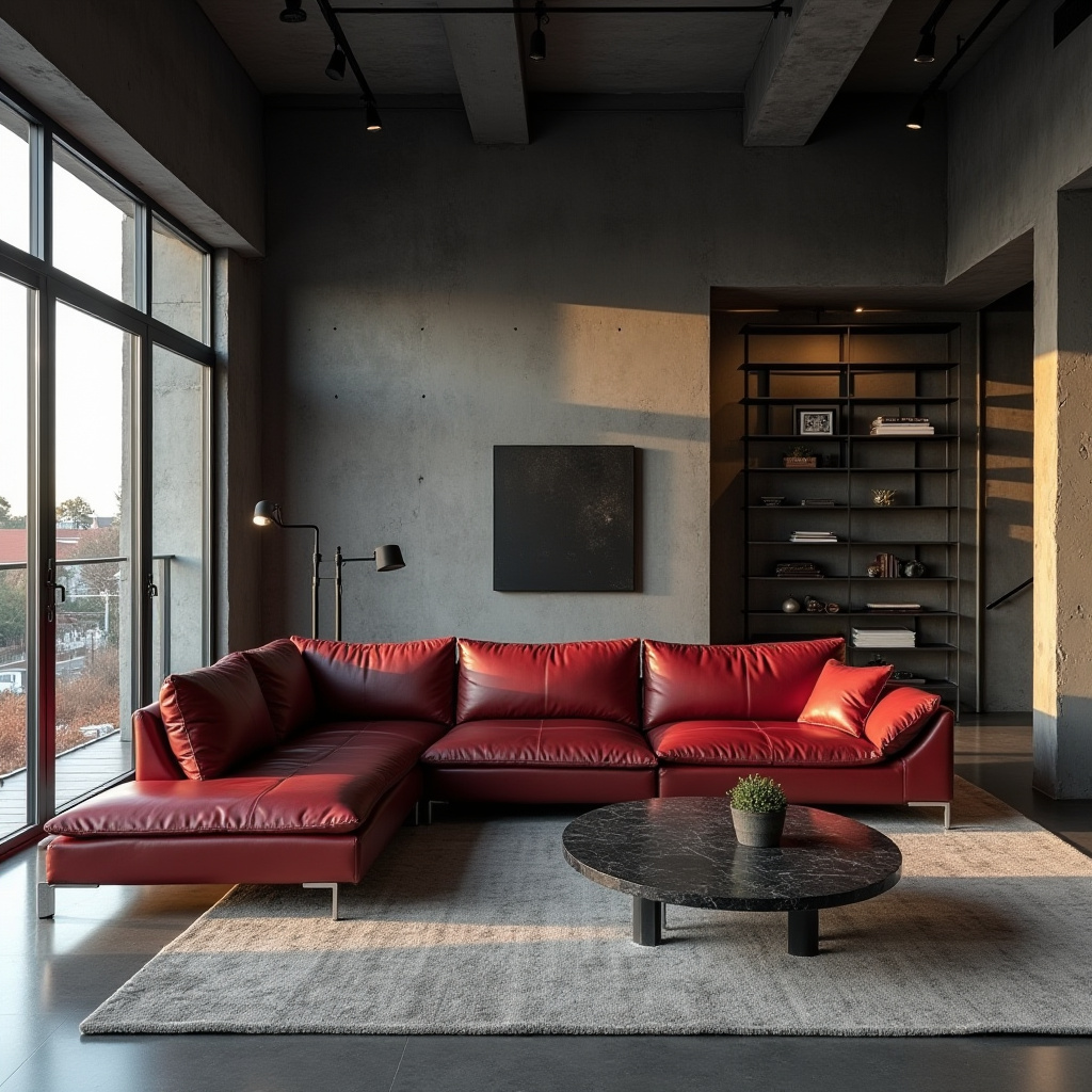 red couch living room 23