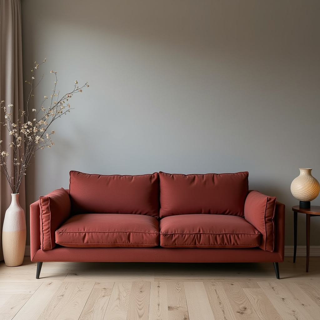 red couch living room 27