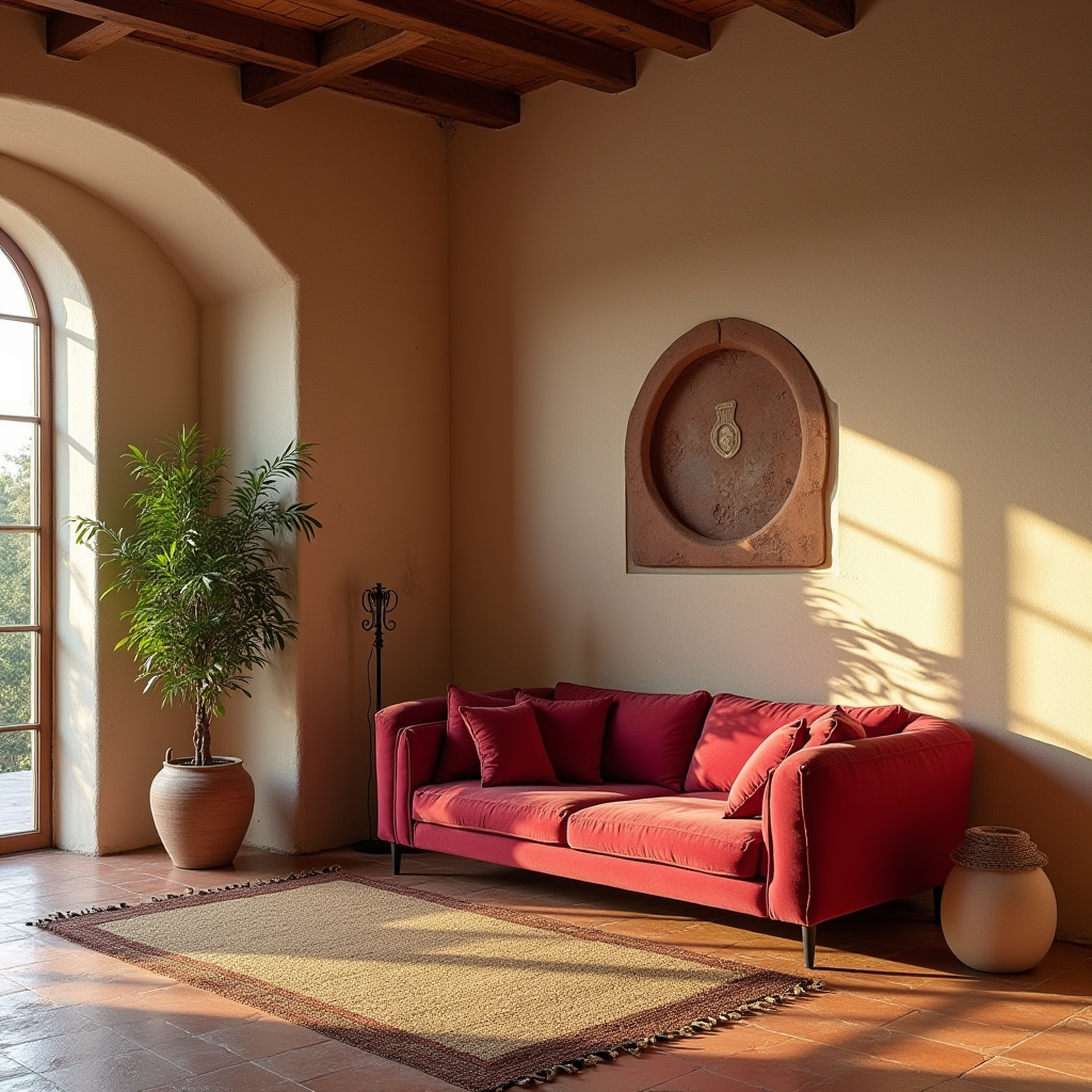 red couch living room 29