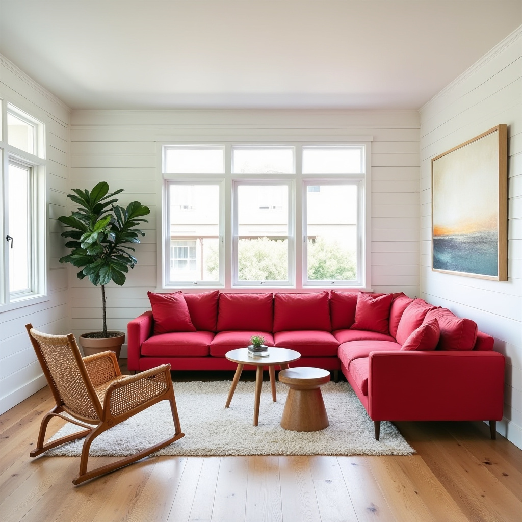 red couch living room 35