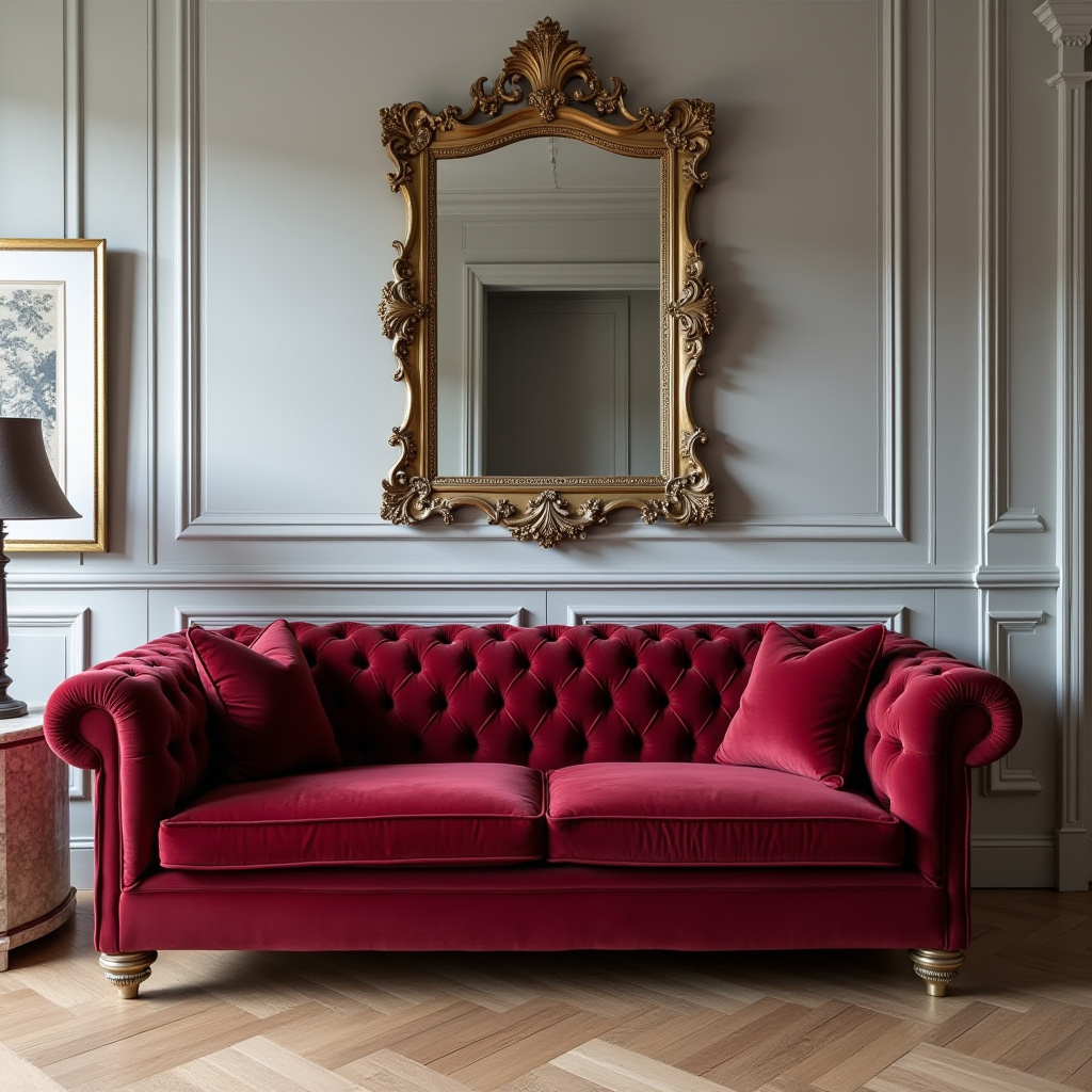 red couch living room 37