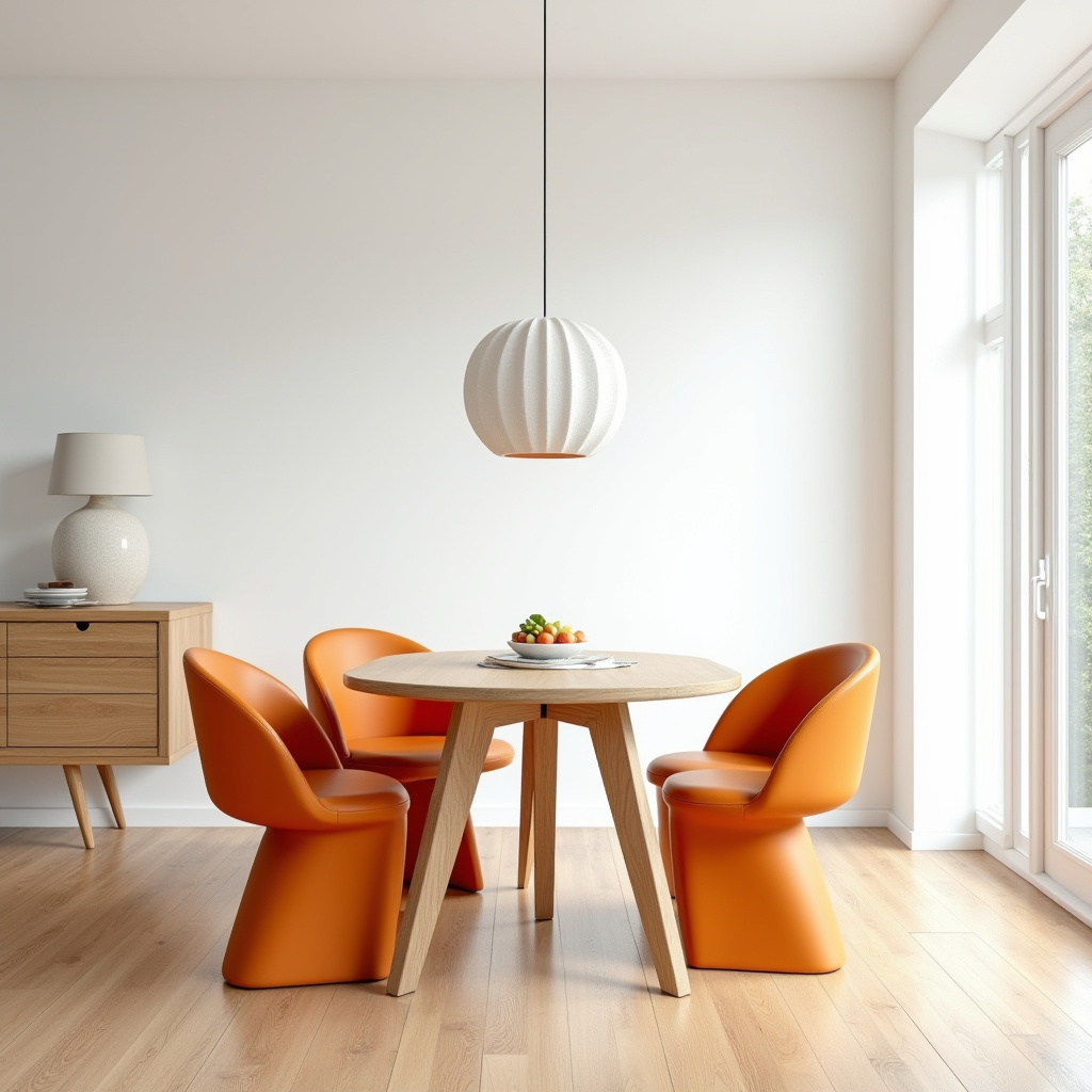 tangerine orange dining chairs Scandinavian style