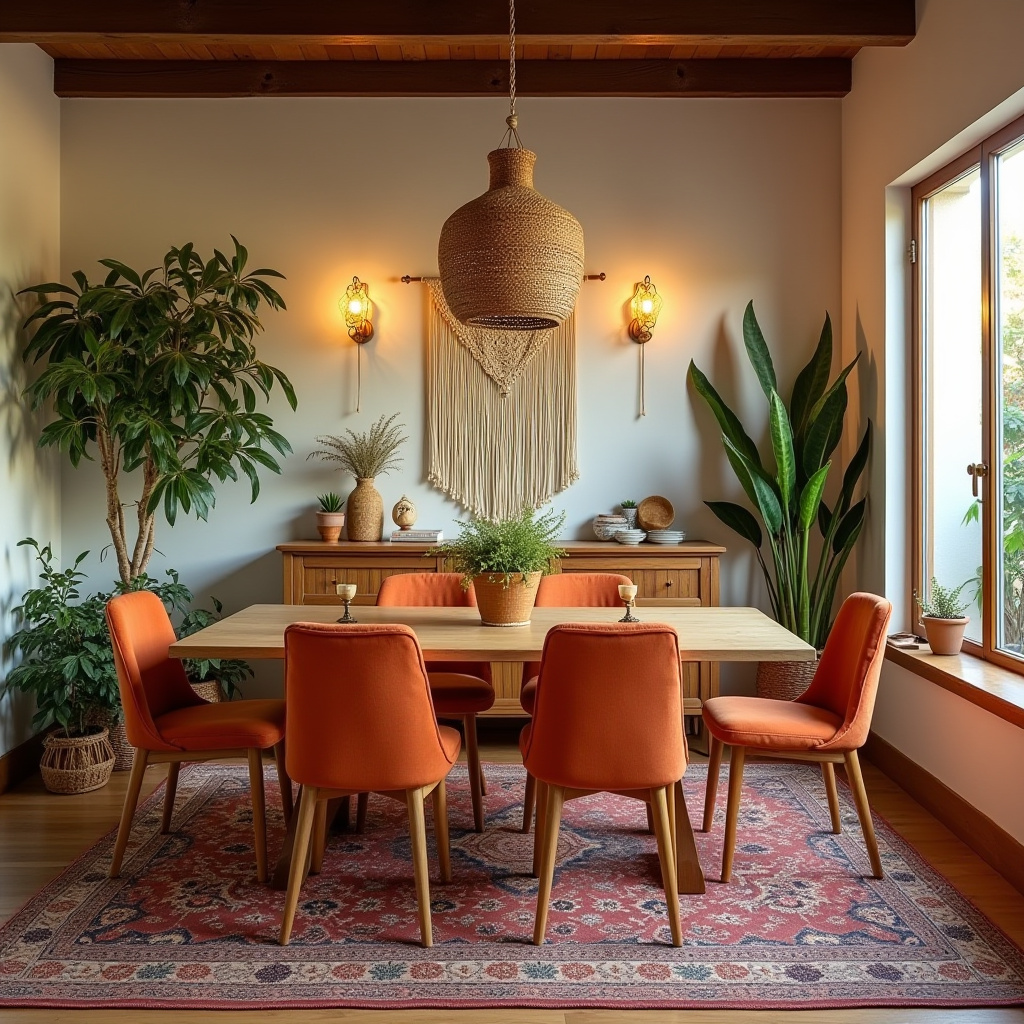terracotta orange dining chairs bohemian style