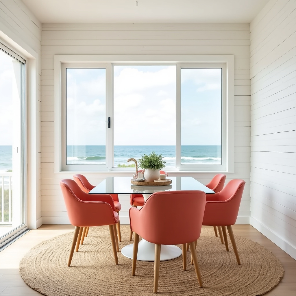 coral orange dining chairs coastal style