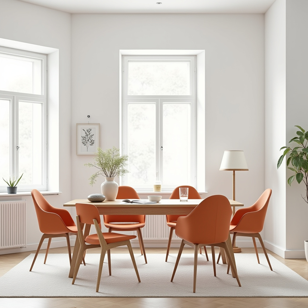 soft orange dining chairs Scandinavian modern