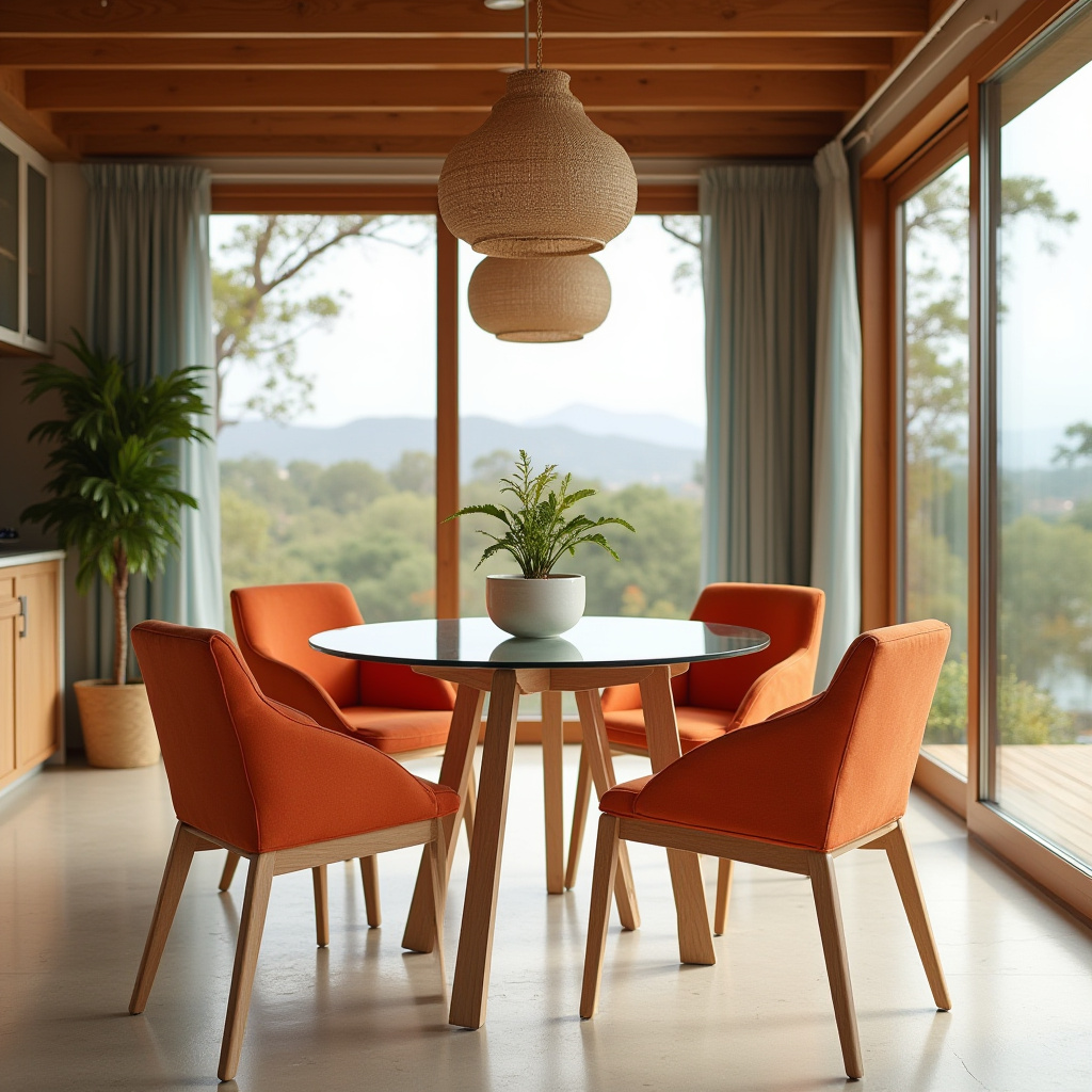sunset orange dining chairs California casual
