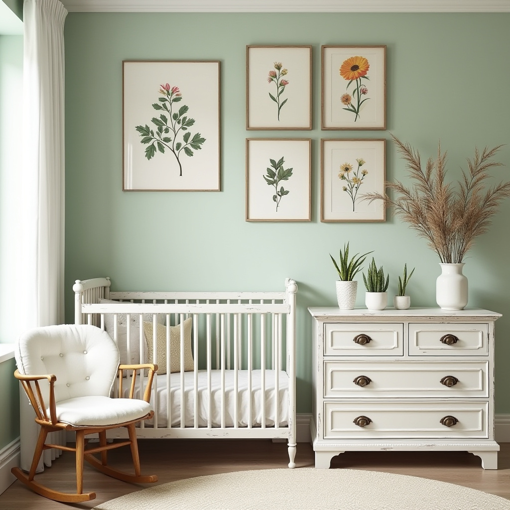vintage botanical nursery decor