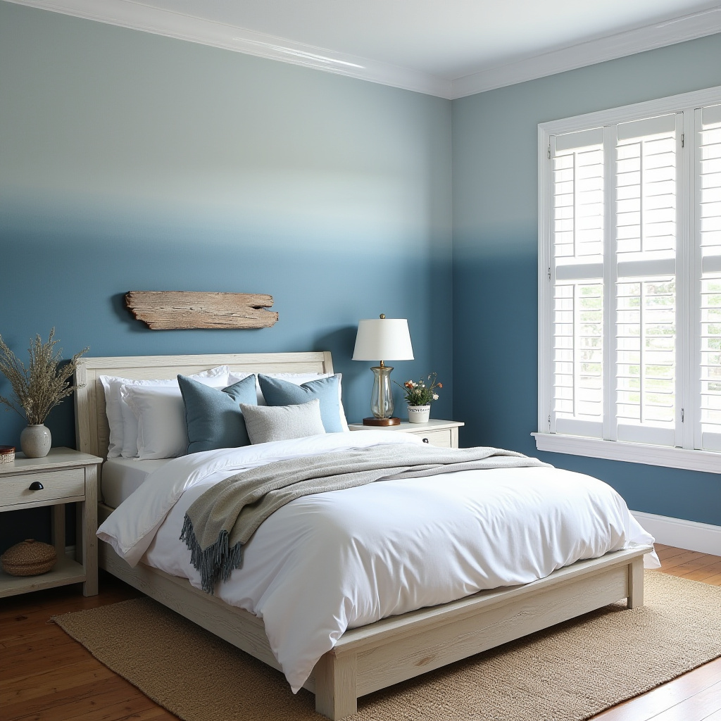 coastal moody blue bedroom