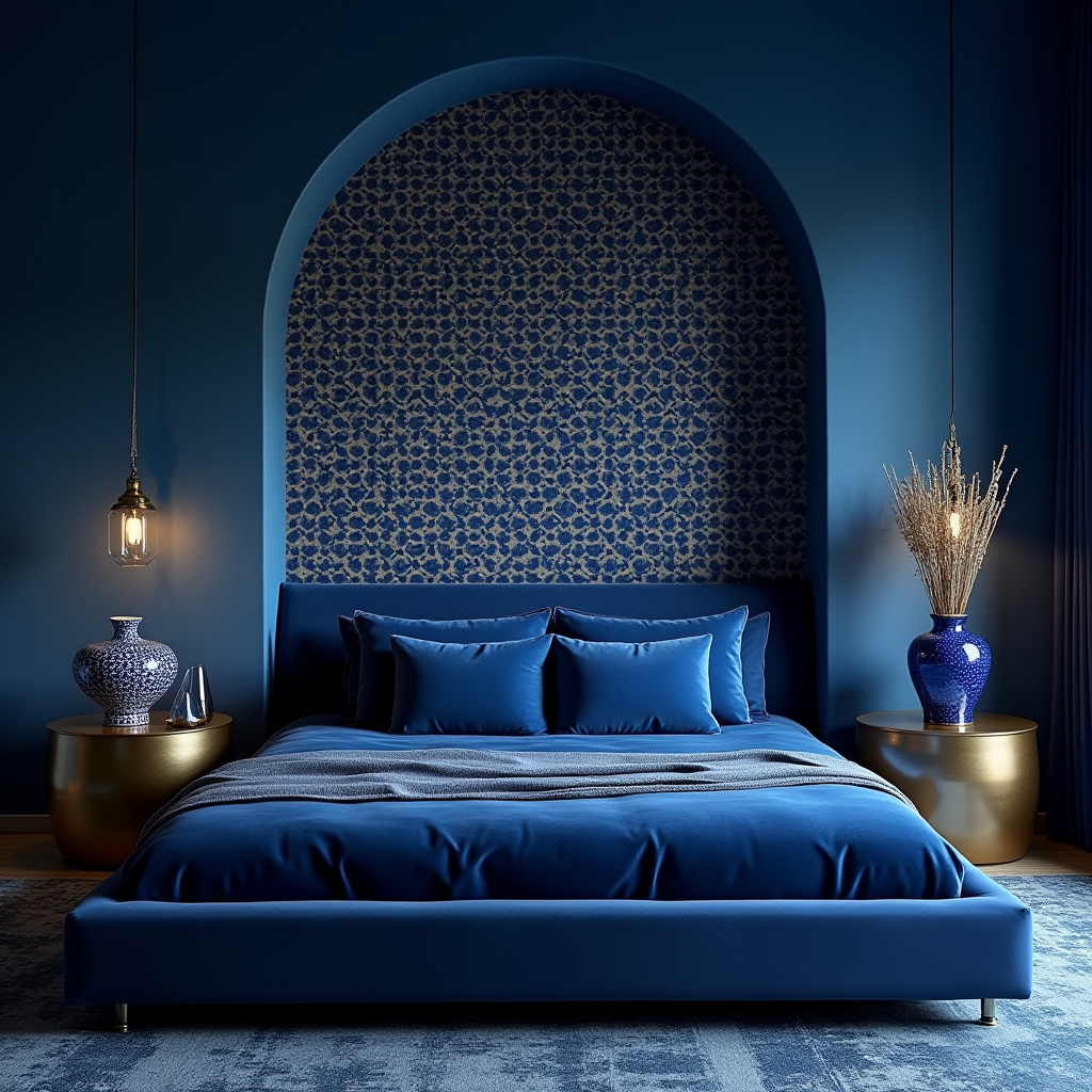 moroccan moody blue bedroom