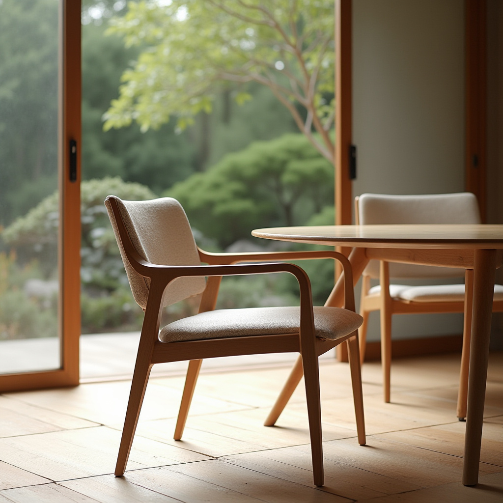 Japanese-inspired linen dining chairs