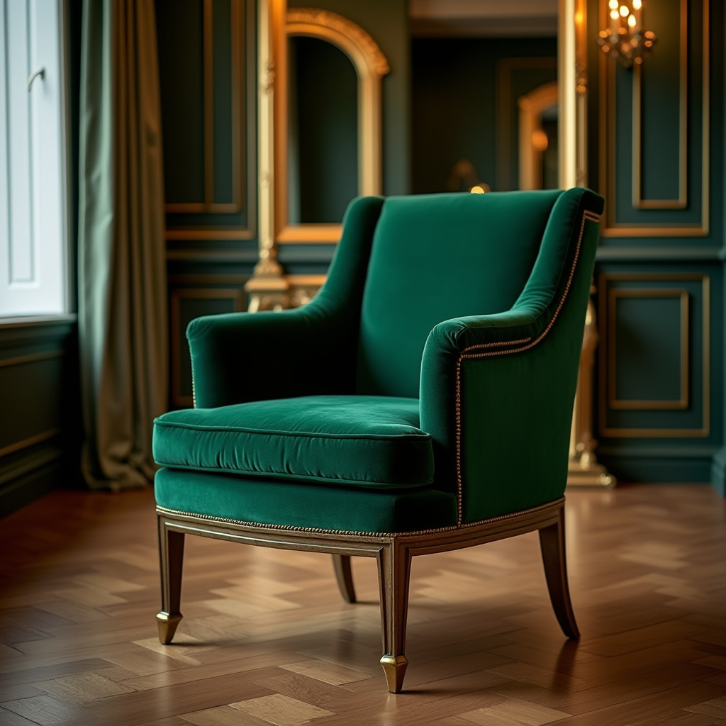 emerald green velvet art deco dining chairs