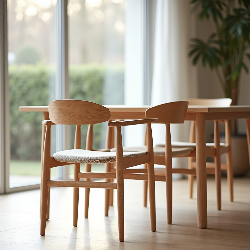 natural oak wood minimalist dining chairs