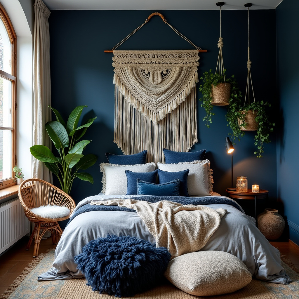 bohemian midnight blue bedroom