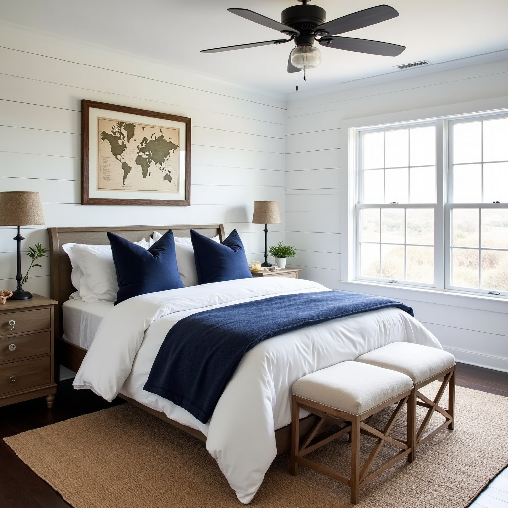 coastal midnight blue bedroom