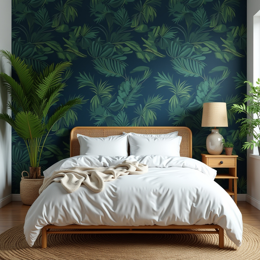 tropical midnight blue bedroom
