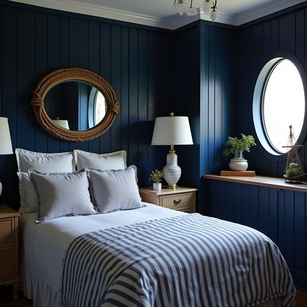 nautical midnight blue bedroom