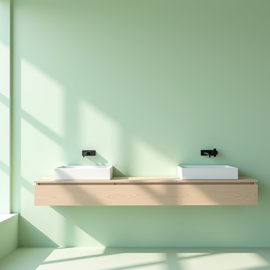 Minimalist Light Green Bathroom