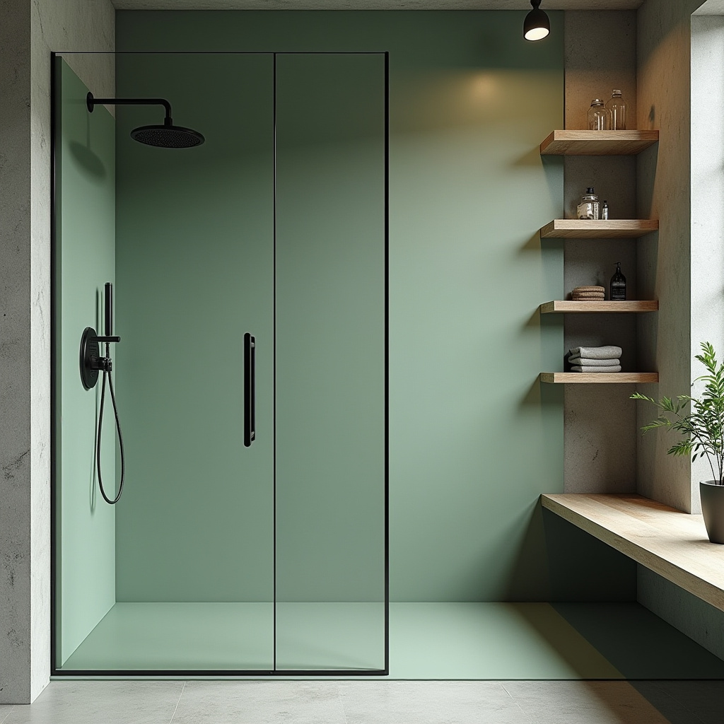 Industrial Style Light Green Bathroom
