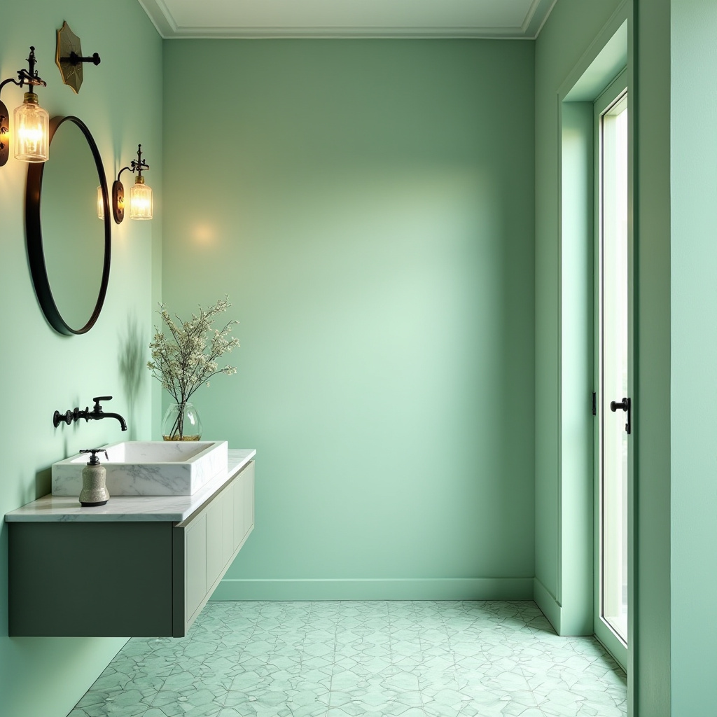 Art Deco Mint Green Bathroom