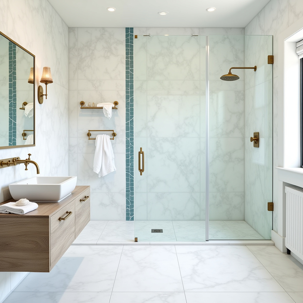 Serene coastal-themed large tile bathroom