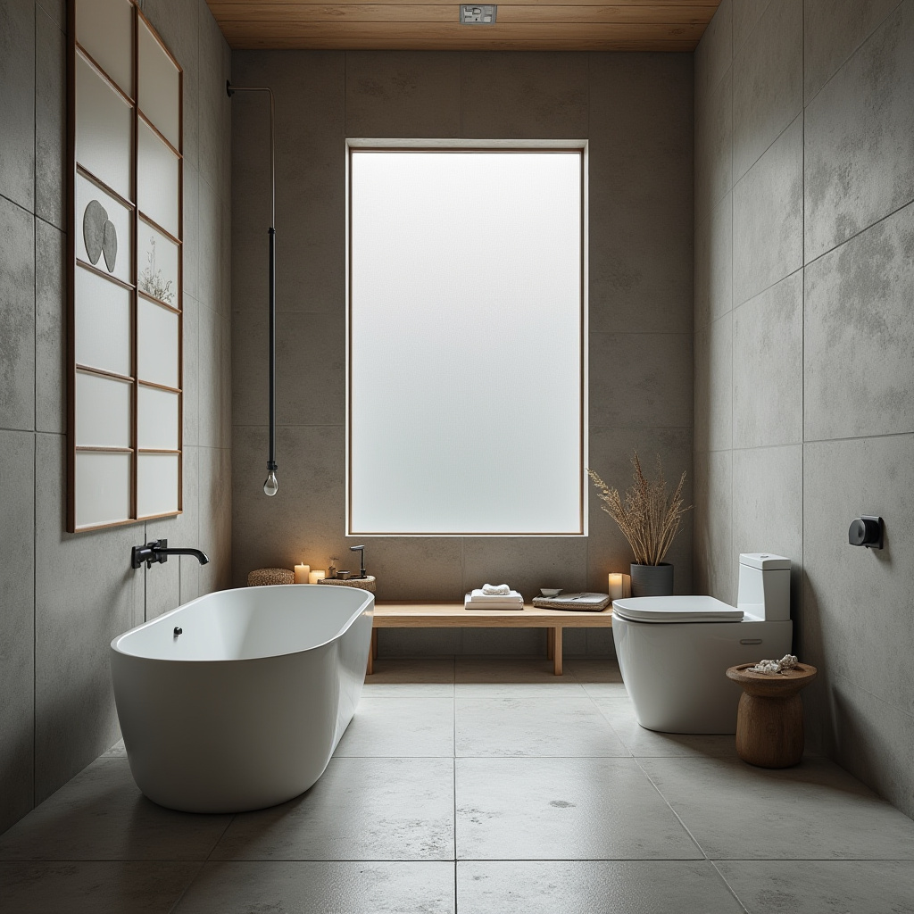 Minimalist Japanese-inspired large tile bathroom